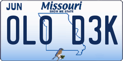 MO license plate OL0D3K