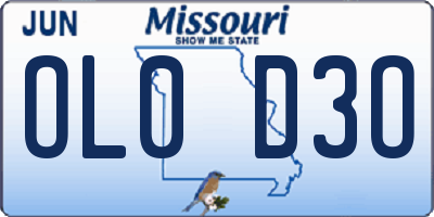 MO license plate OL0D3O