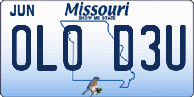MO license plate OL0D3U