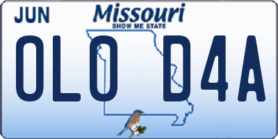 MO license plate OL0D4A