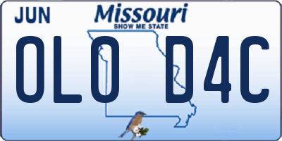 MO license plate OL0D4C