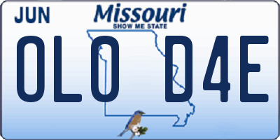 MO license plate OL0D4E