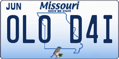 MO license plate OL0D4I