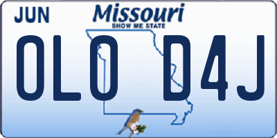 MO license plate OL0D4J