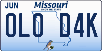 MO license plate OL0D4K