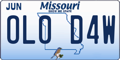 MO license plate OL0D4W