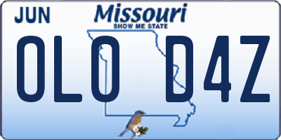 MO license plate OL0D4Z