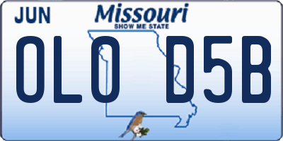 MO license plate OL0D5B