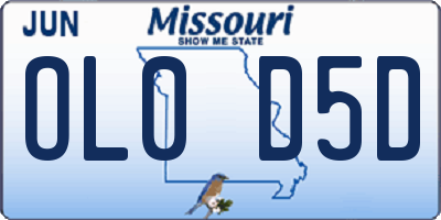 MO license plate OL0D5D