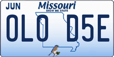 MO license plate OL0D5E