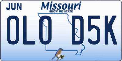 MO license plate OL0D5K