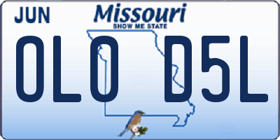 MO license plate OL0D5L