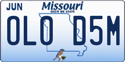 MO license plate OL0D5M