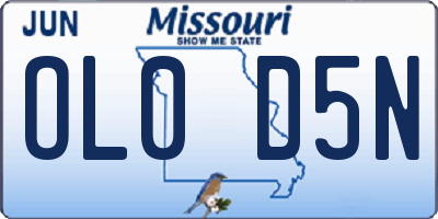 MO license plate OL0D5N