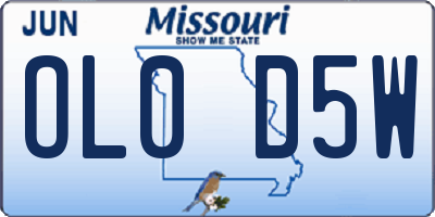 MO license plate OL0D5W