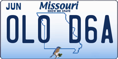 MO license plate OL0D6A