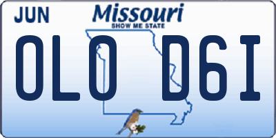 MO license plate OL0D6I