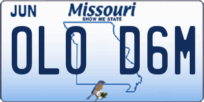 MO license plate OL0D6M