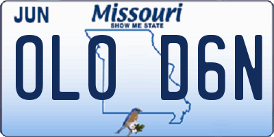 MO license plate OL0D6N