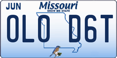 MO license plate OL0D6T