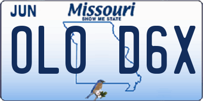 MO license plate OL0D6X