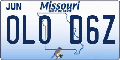 MO license plate OL0D6Z