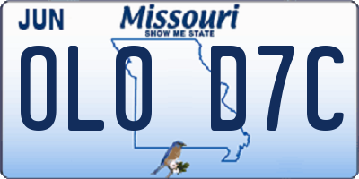 MO license plate OL0D7C