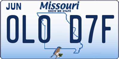 MO license plate OL0D7F