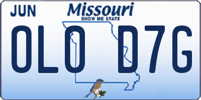 MO license plate OL0D7G