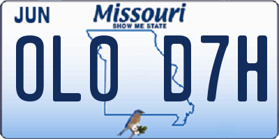 MO license plate OL0D7H