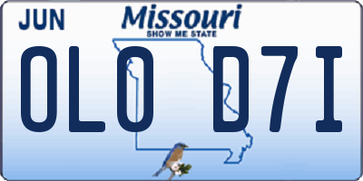 MO license plate OL0D7I