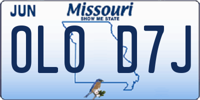 MO license plate OL0D7J