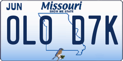 MO license plate OL0D7K