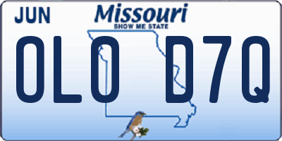 MO license plate OL0D7Q