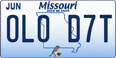 MO license plate OL0D7T