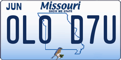 MO license plate OL0D7U