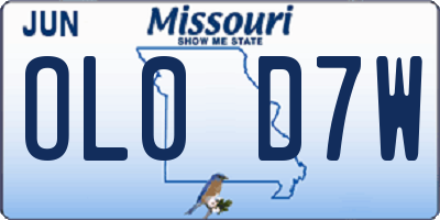 MO license plate OL0D7W