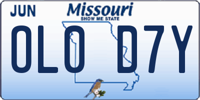 MO license plate OL0D7Y