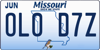 MO license plate OL0D7Z