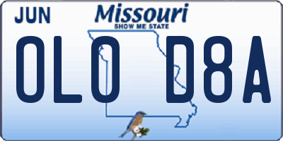 MO license plate OL0D8A