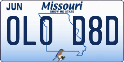 MO license plate OL0D8D