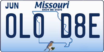 MO license plate OL0D8E