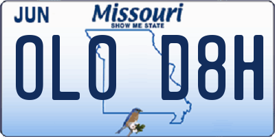 MO license plate OL0D8H