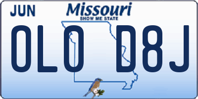 MO license plate OL0D8J
