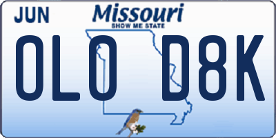 MO license plate OL0D8K