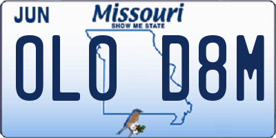 MO license plate OL0D8M