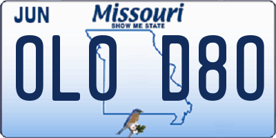 MO license plate OL0D8O