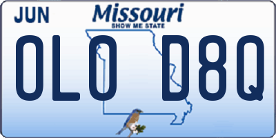 MO license plate OL0D8Q