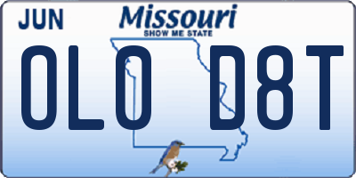 MO license plate OL0D8T