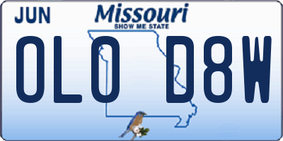 MO license plate OL0D8W